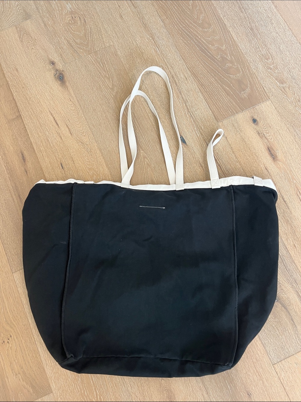 Maison Martin Margiela Black Canvas Tote with white/cream Handles - Picture 2 of 11